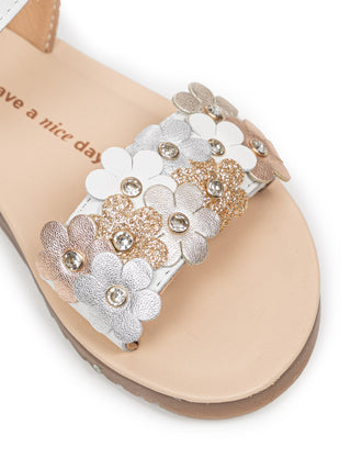 Ledersandalen mit Blumen Gradina - Weiß