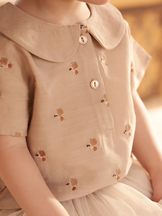 Nesa Blouse - Hummingbirds - Soft Taupe