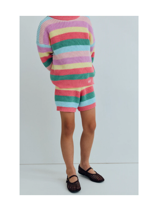 Canela Short Flamingo Pink Multicolor Stripes