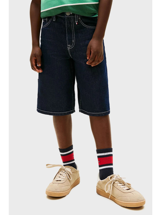 Baggy Rinse Denim-Shorts - Dunkelblau