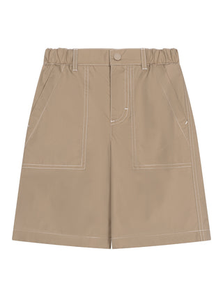 Bermuda Shorts mit Logo aus Popeline - Beige