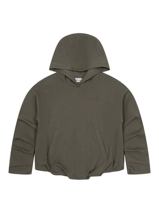 Hoodie Sweater mit Ballonsaum - Olivgrün