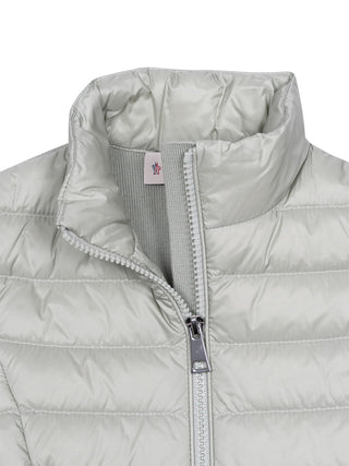 Wattierter Cardigan aus Wolle - Hellgrau