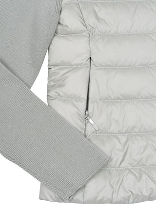 Wattierter Cardigan aus Wolle - Hellgrau