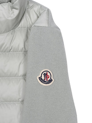 Wattierter Cardigan aus Wolle - Hellgrau