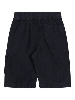 Leinenshorts mit Logo - Navy