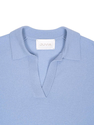 Cashmere Blend Polo in Hellblau