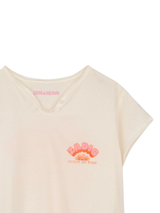 Boxo MC T-Shirt mit grafischem Print - Beige