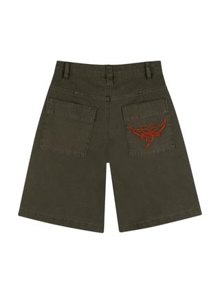 Carol bestickte Shorts mit Falten - Grün