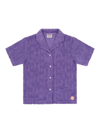 Kurzarmhemd aus Jacquard-Frottee - Lila