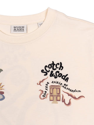 Lässiges T-Shirt mit Stickerei zum 40. Jubiläum - Creme