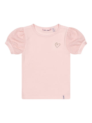 Kyoto Rippstrick-Top mit Puffärmeln - Rosa