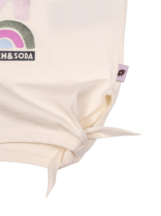 Geknotetes Relaxed-Fit T-Shirt mit Artwork - Creme