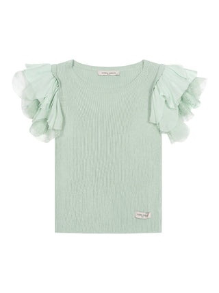 Shirt mit Rüschen - Türkis