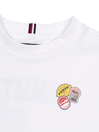 Sticker-Print Grafik T-Shirt - Weiß