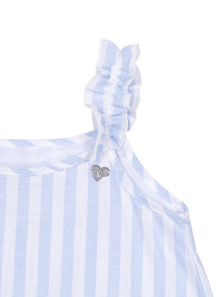 Gestreiftes Kleid aus Leinengemisch - Blau/Weiß