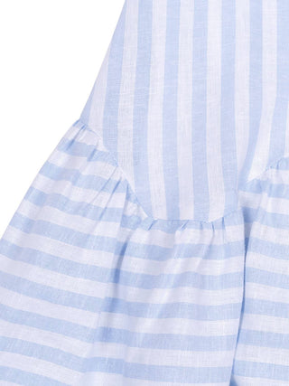 Gestreiftes Kleid aus Leinengemisch - Blau/Weiß