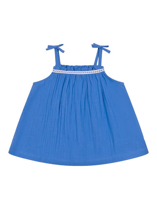 Voile-Top aus Bio-Baumwolle - Blau