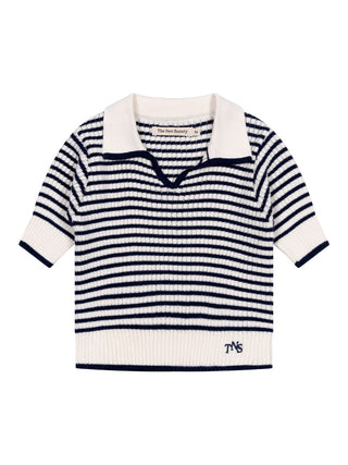 Azalea Strick-Poloshirt Gestreift - Marine