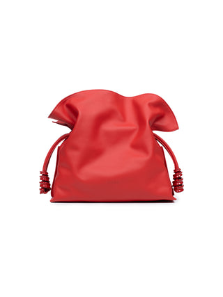 Mittelgroße Coil Flamenco Clutch aus Nappa-Kalbsleder in Rot