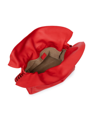 Mittelgroße Coil Flamenco Clutch aus Nappa-Kalbsleder in Rot