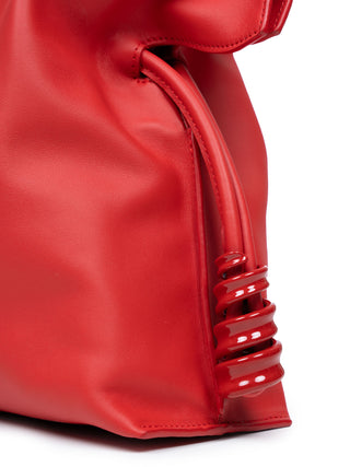 Mittelgroße Coil Flamenco Clutch aus Nappa-Kalbsleder in Rot