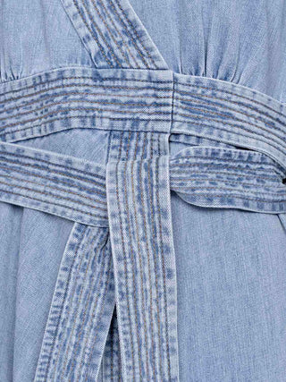 Indra Denim Wickelkleid in Midi