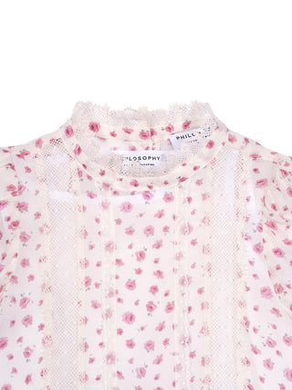 Rosen-Kleid mit Spitzen-Deatils - Rosa/Creme
