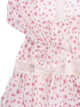 Rosen-Kleid mit Spitzen-Deatils - Rosa/Creme
