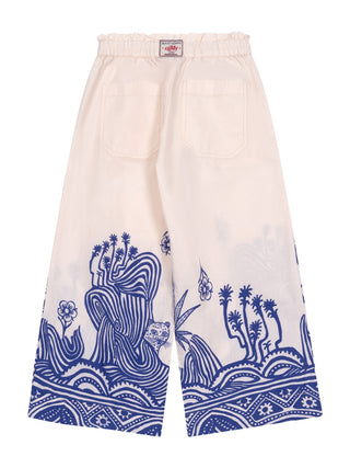 Poodle Hose mit indischem Print - Creme/Blau