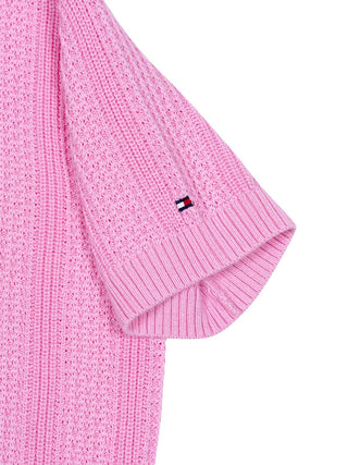 Poloshirt in Häkel-Optik mit aufgesticktem Logo - Rosa