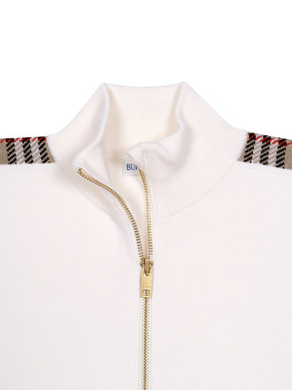 Cape mit karierten Borten und Reißverschluss - Ivory