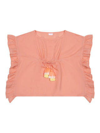 Lea Kaftan mit Pompons - Coral