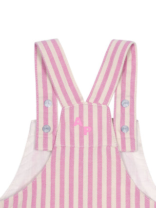 Gestreifte Denim-Latzhose - Rosa
