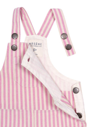 Gestreifte Denim-Latzhose - Rosa