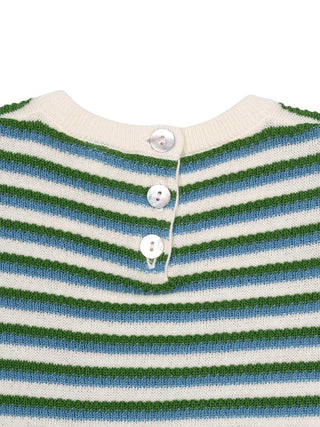 Gestreiftes Strick-T-Shirt aus Bio-Baumwolle - Grün/Blau