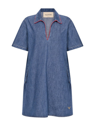 Minikleid aus Jeans mit V-Logo