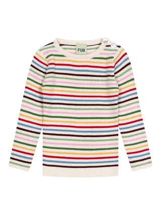 Gerippter Pullover mit Streifen - Multicolor