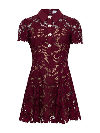 Burgunderfarbenes Spitzen-Minikleid