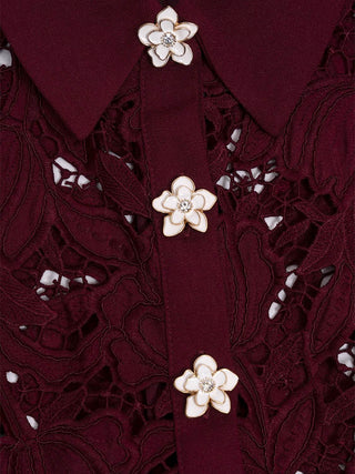 Burgunderfarbenes Spitzen-Minikleid