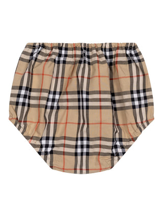 Baumwollkleid in Check - Sand Beige