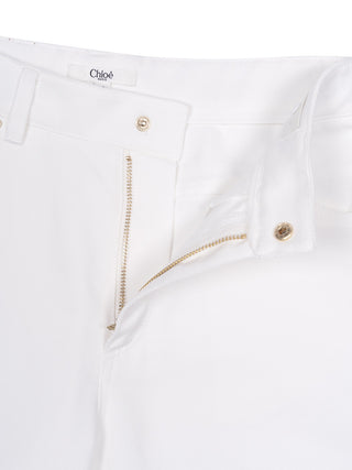 Jeans mit Blumenstickerei - Weiß
