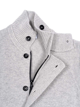 Strickjacke mit Stehkragen - Grau