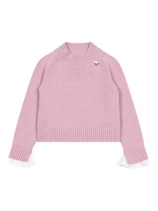 Strickpullover mit Rüschen - Rosa