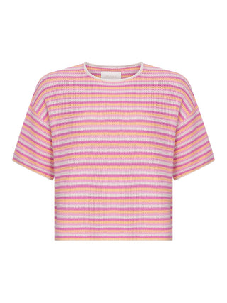 Gehäkeltes T-Shirt mit Streifen