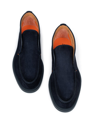 Blaue Desert Boot aus Velourleder