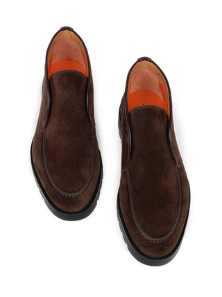 Braune Detroit Boots in Velourleder