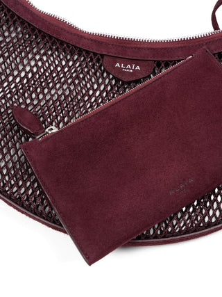 Demi Lune Tasche aus Netzstoff und Wildleder