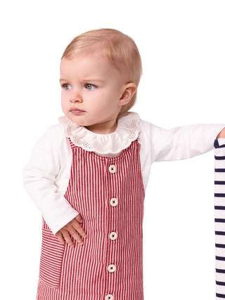Ärmelloses Kleid mit Streifen und Herz-Aufnäher - Rosa/Rot