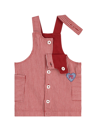 Ärmelloses Kleid mit Streifen und Herz-Aufnäher - Rosa/Rot